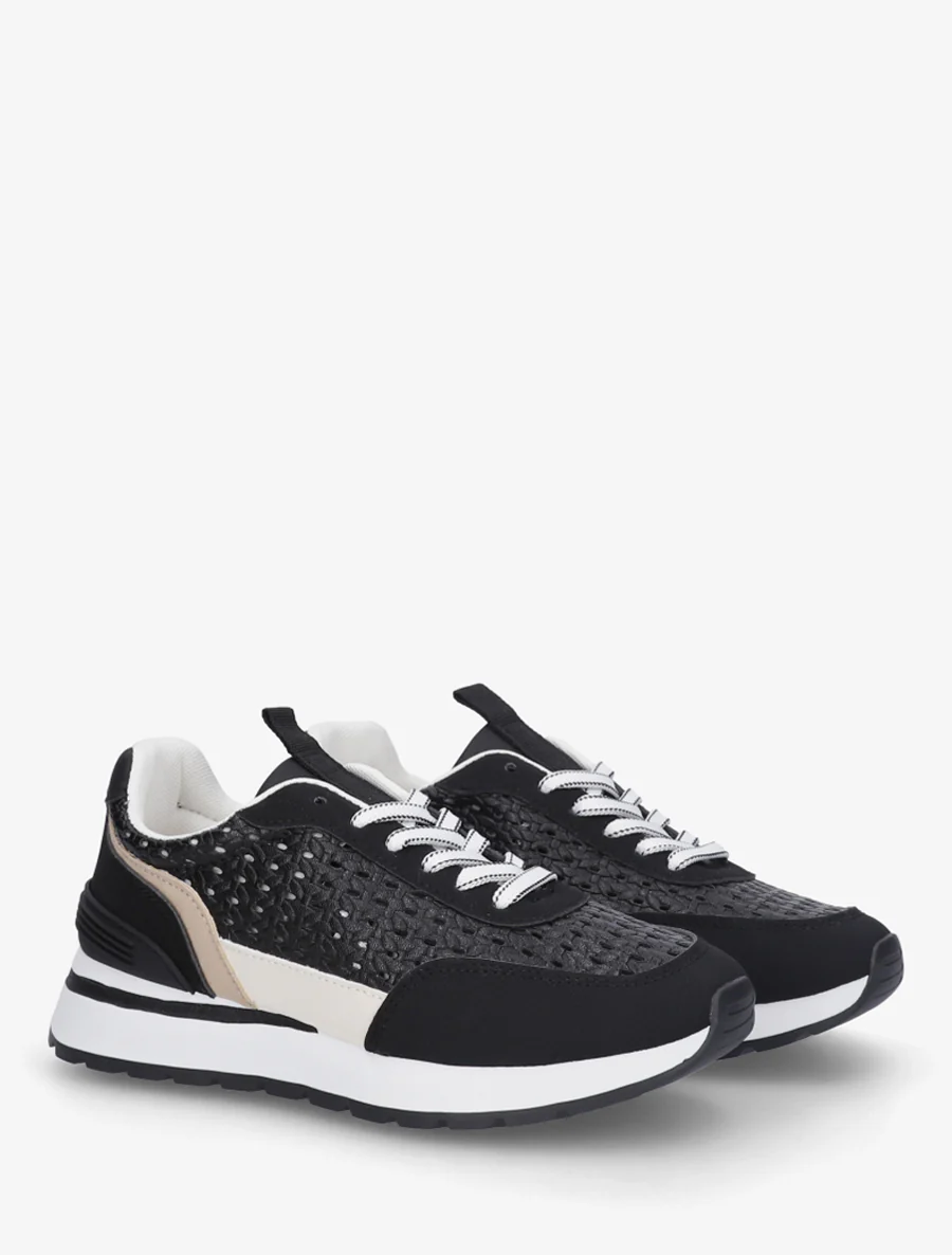 Sneakers à empiècement effet macramé - Noir - Image 4