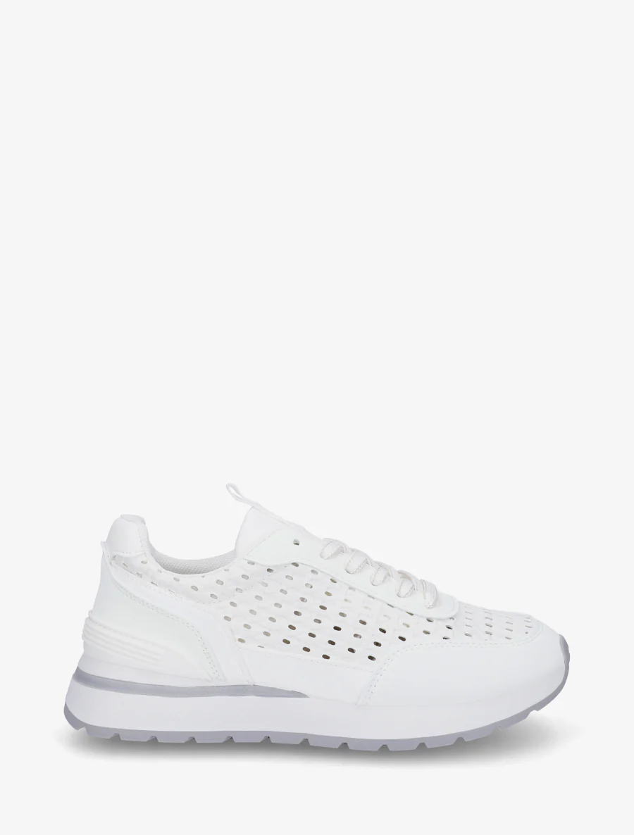Sneakers à empiècement effet macramé - Blanc