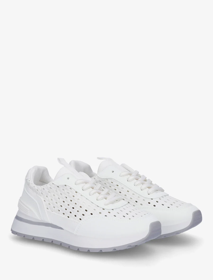 Sneakers à empiècement effet macramé - Blanc - Image 4