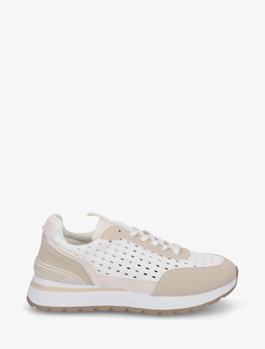 Sneakers à empiècement effet macramé - Beige