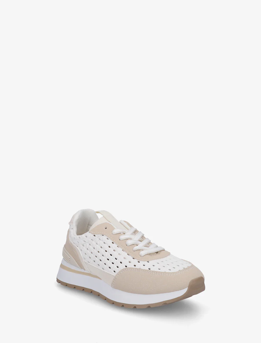 Sneakers à empiècement effet macramé - Beige - Image 2