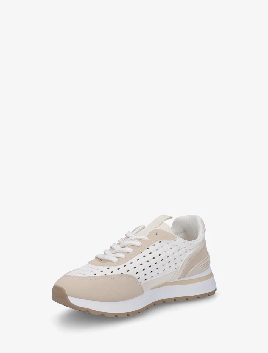 Sneakers à empiècement effet macramé - Beige - Image 3
