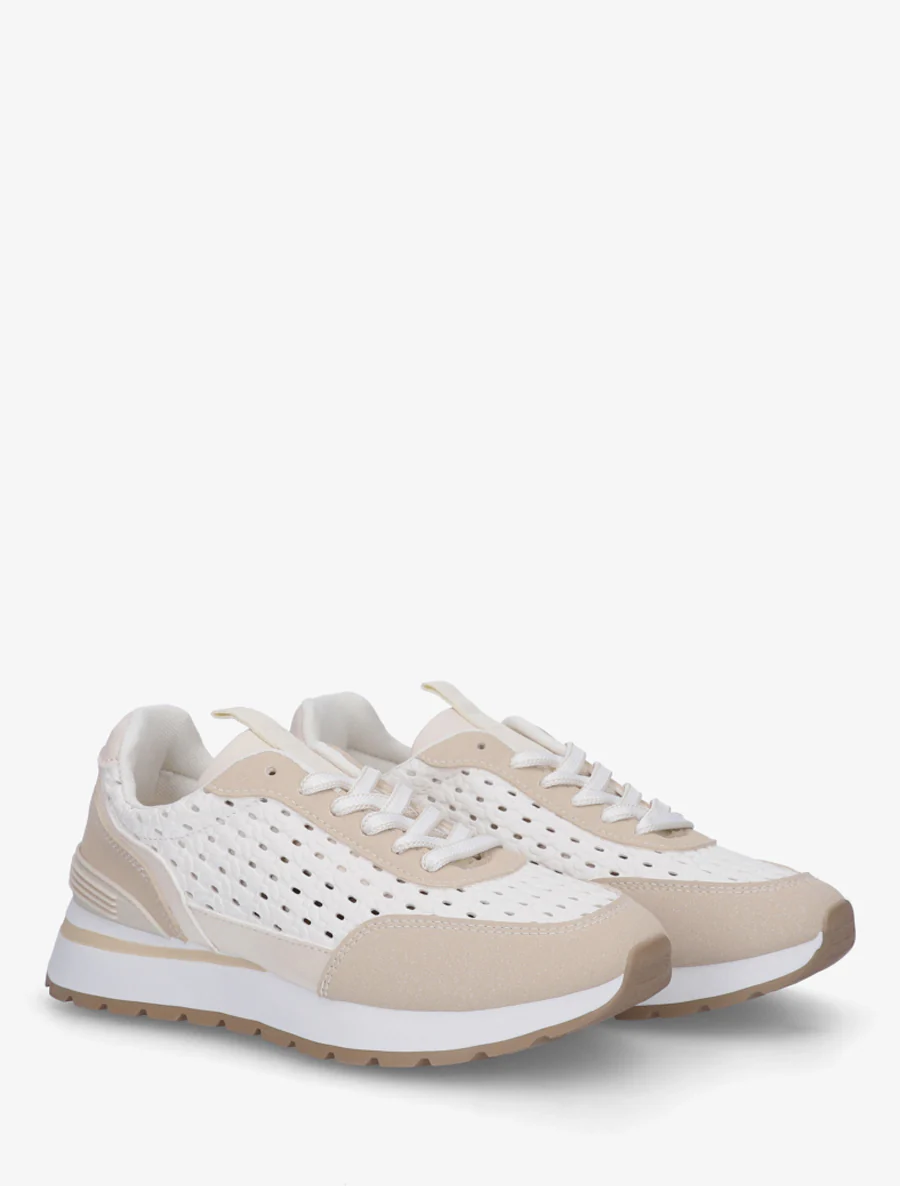 Sneakers à empiècement effet macramé - Beige - Image 4