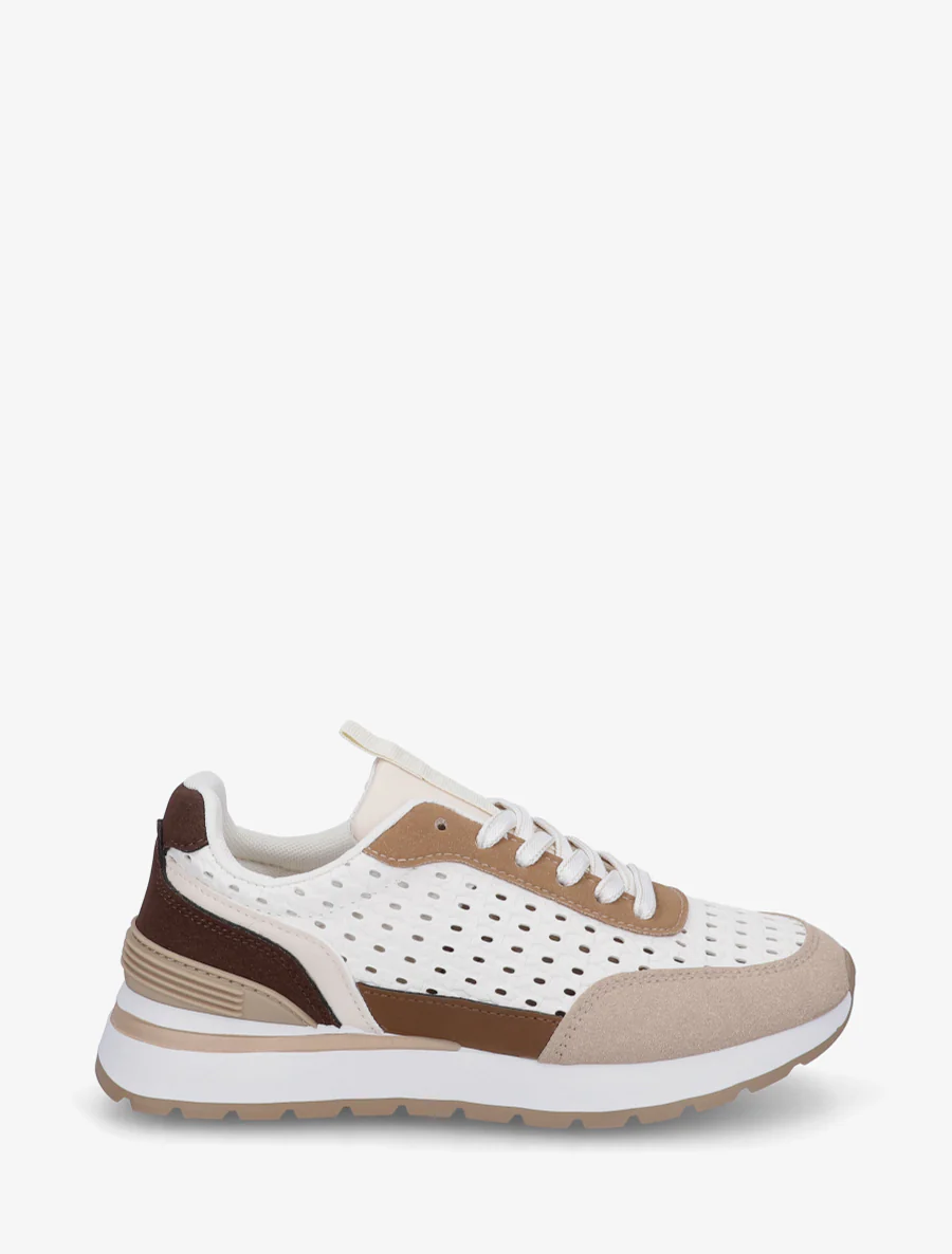Sneakers à empiècement effet macramé - Marron