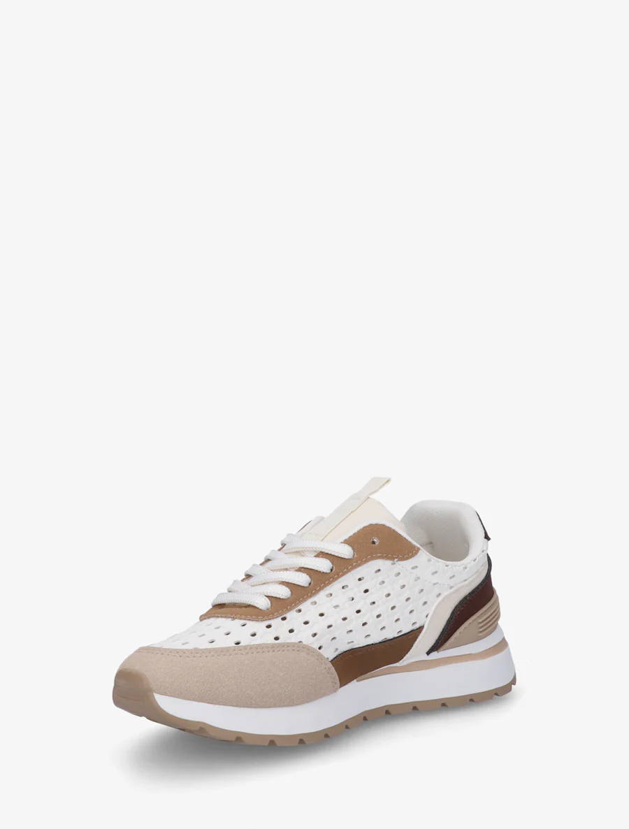 Sneakers à empiècement effet macramé - Marron - Image 3