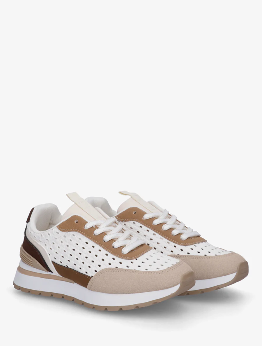 Sneakers à empiècement effet macramé - Marron - Image 4