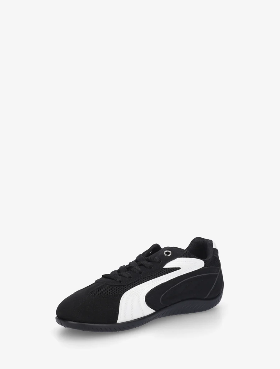 Sneakers à empiècement effet nubuck et mesh - Noir - Image 3