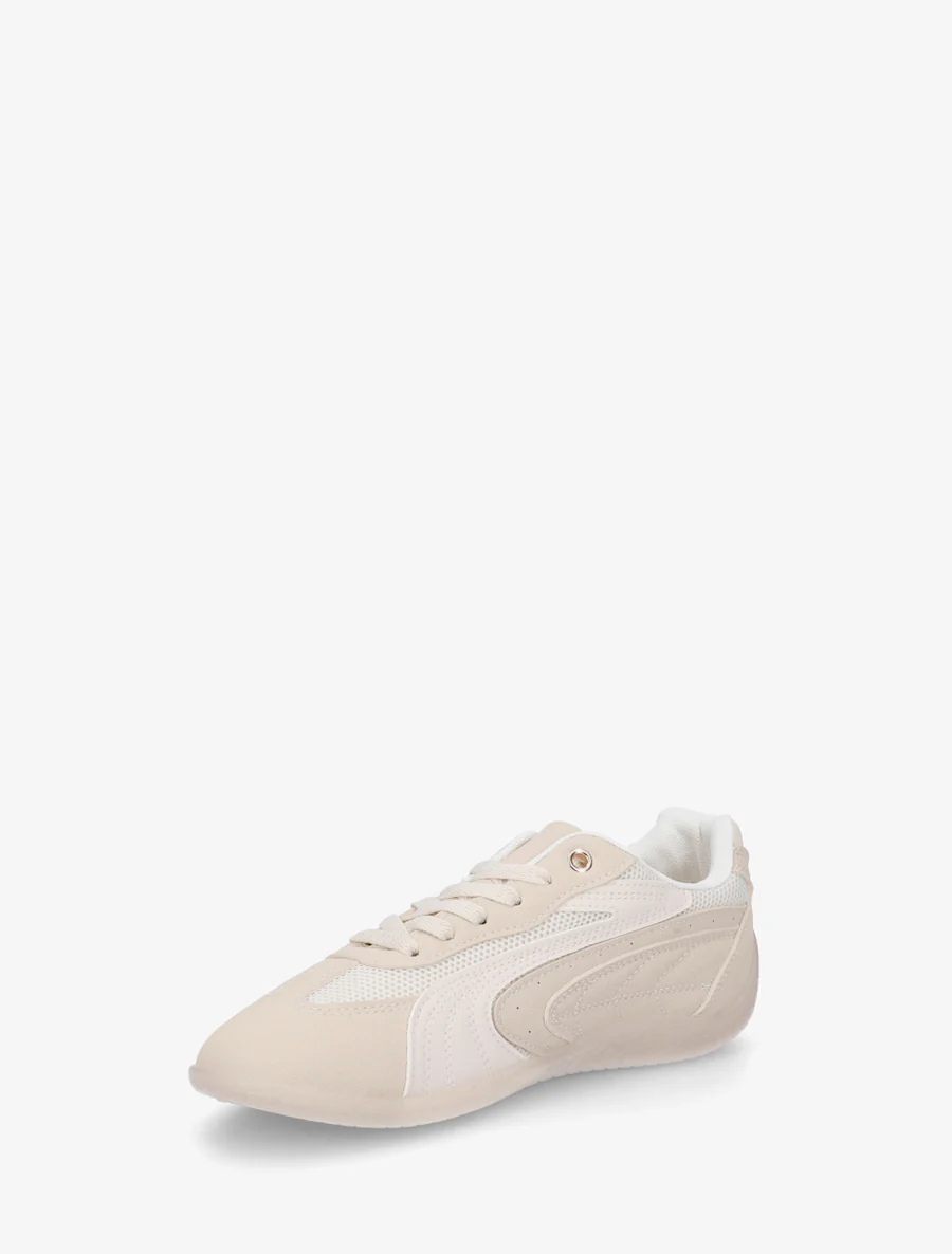 Sneakers à empiècement effet nubuck et mesh - Taupe - Image 3