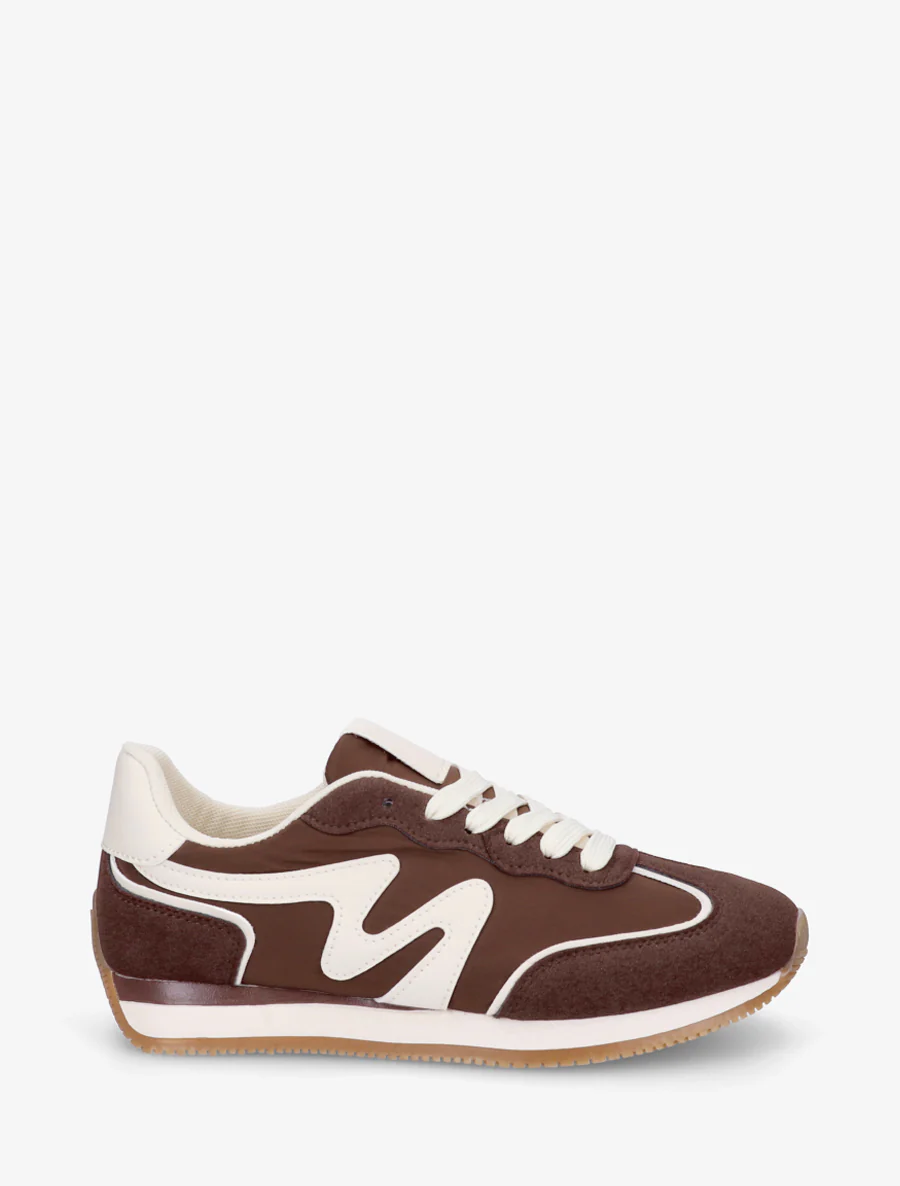 Sneakers à empiècement nubuck - Marron