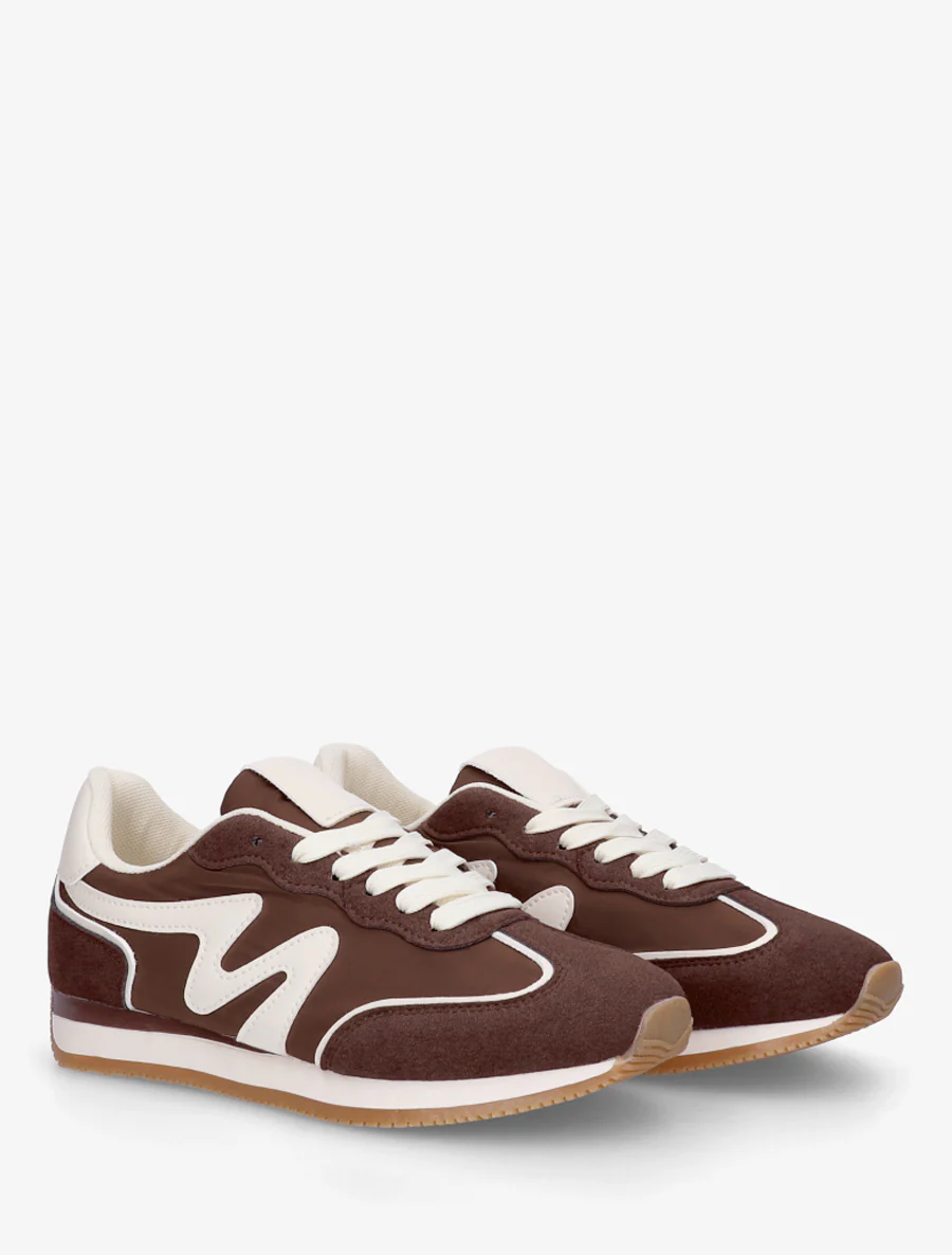 Sneakers à empiècement nubuck - Marron - Image 4