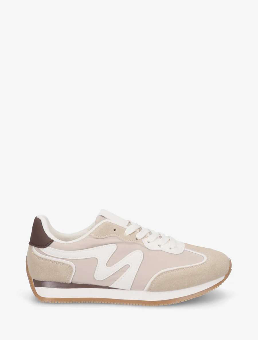 Sneakers à empiècement nubuck - Beige