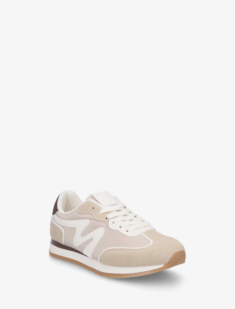 Sneakers à empiècement nubuck - Beige - Image 2