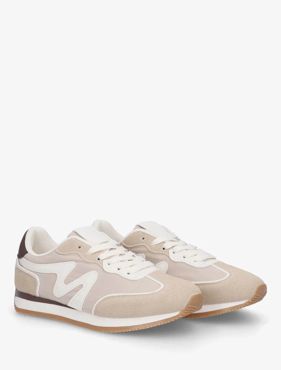 Sneakers à empiècement nubuck - Beige - Image 4