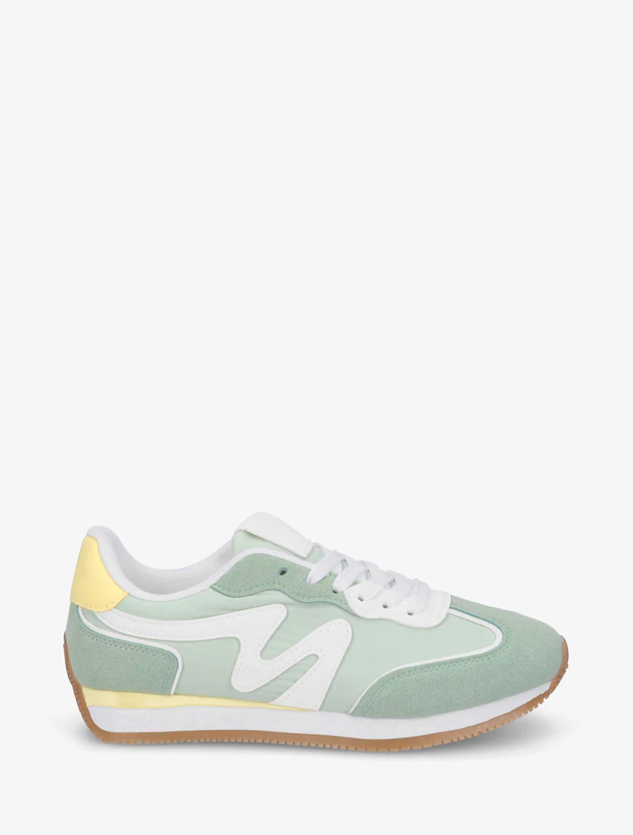 Sneakers à empiècement nubuck - Vert d'eau