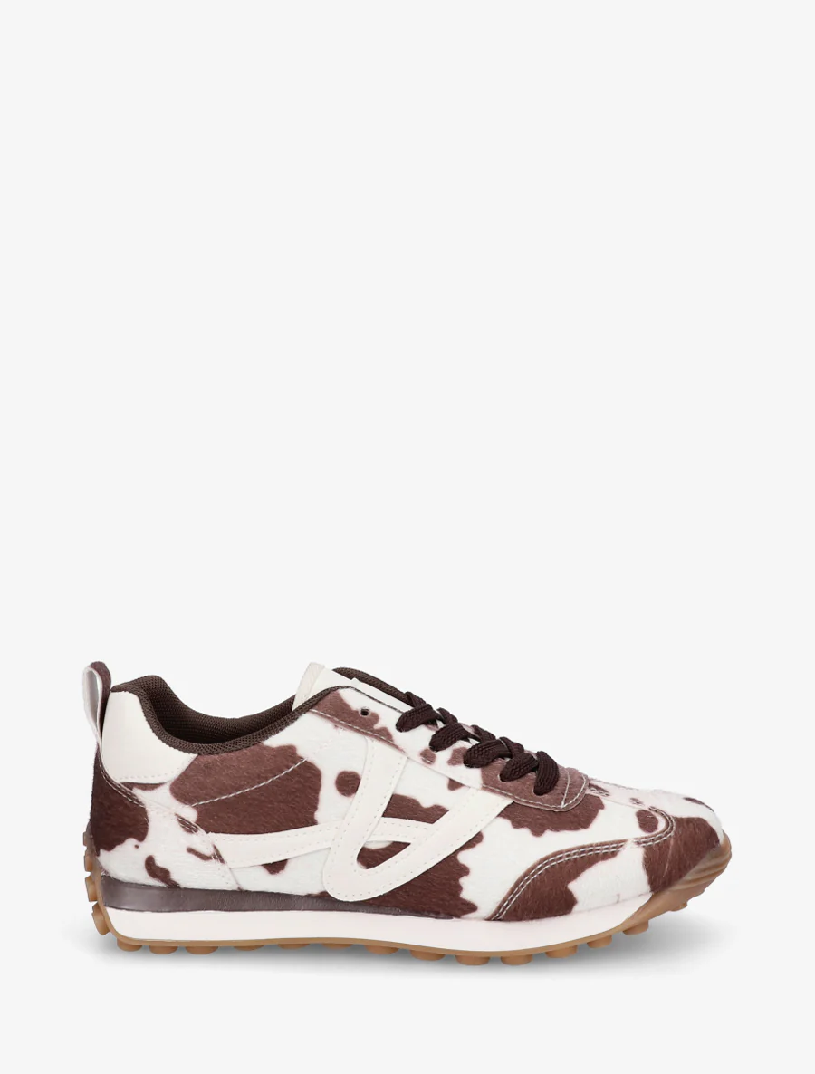 Sneakers à imprimé vache et détails contrastants - Marron