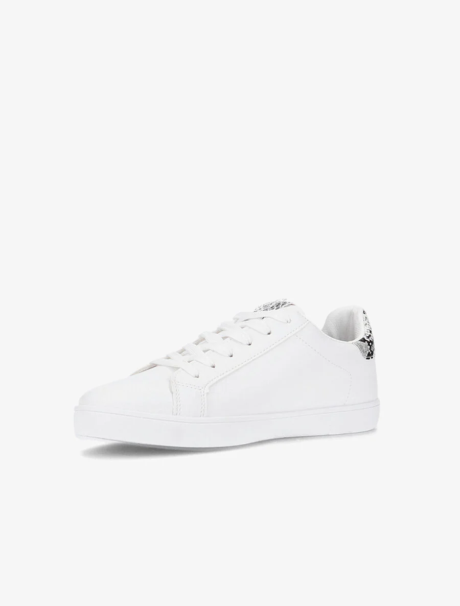 Sneakers à languette et contrefort imprimé - Blanc/python - Image 4