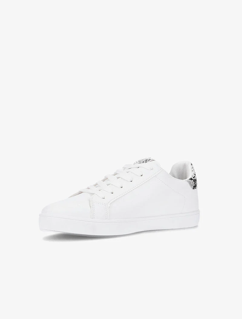 Sneakers à languette et contrefort imprimé - Blanc/python - Image 7