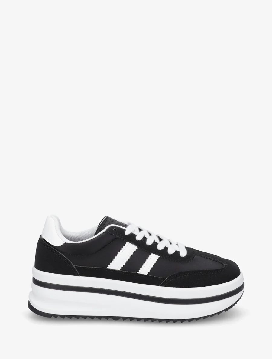 Sneakers à plateforme et empiècement effet nubuck - Noir