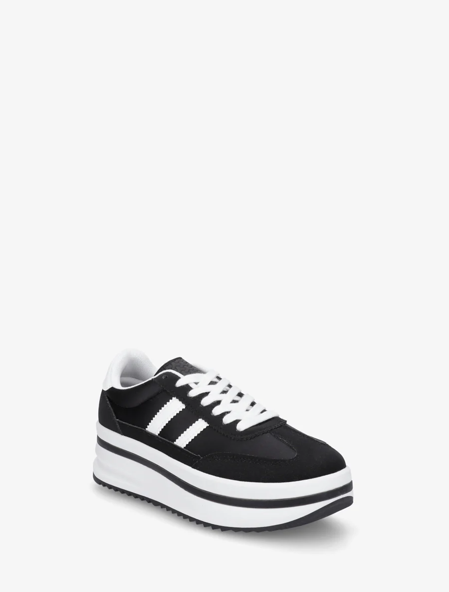 Sneakers à plateforme et empiècement effet nubuck - Noir - Image 2