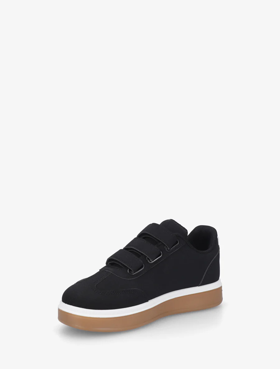 Sneakers à scratch et semelle caoutchouc - Noir - Image 3