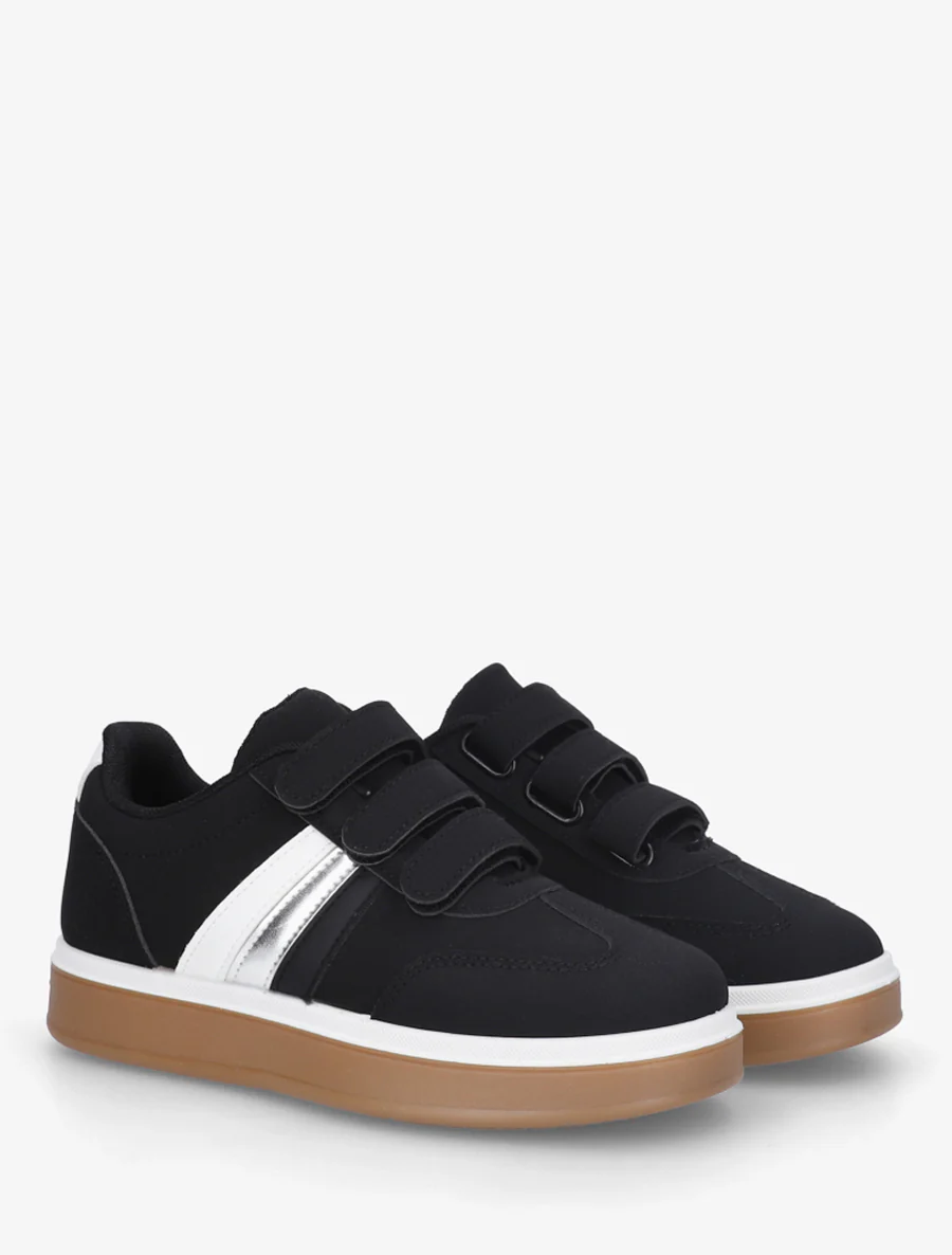 Sneakers à scratch et semelle caoutchouc - Noir - Image 4