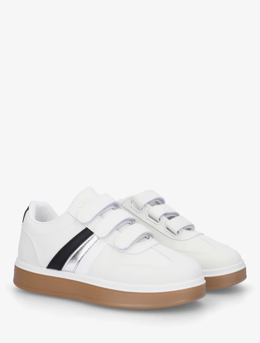Sneakers à scratch et semelle caoutchouc - Blanc - Image 4