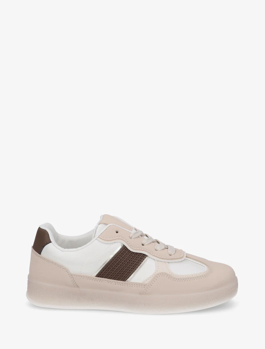 Sneakers à semelle caoutchouc coloré - Beige