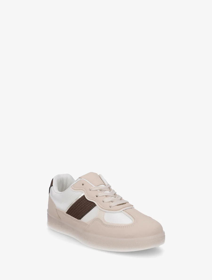 Sneakers à semelle caoutchouc coloré - Beige - Image 2
