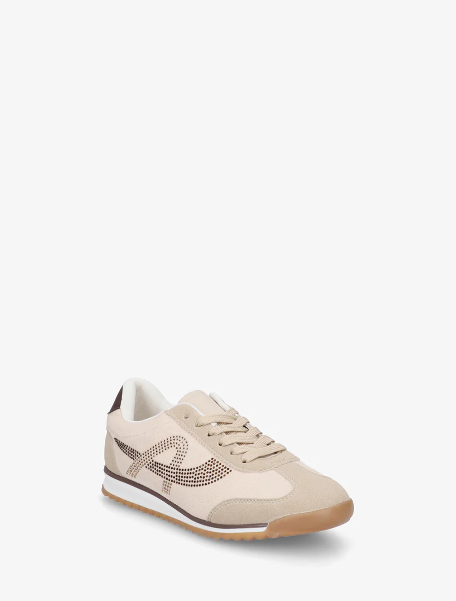 Sneakers à strass en suédine - Beige - Image 2