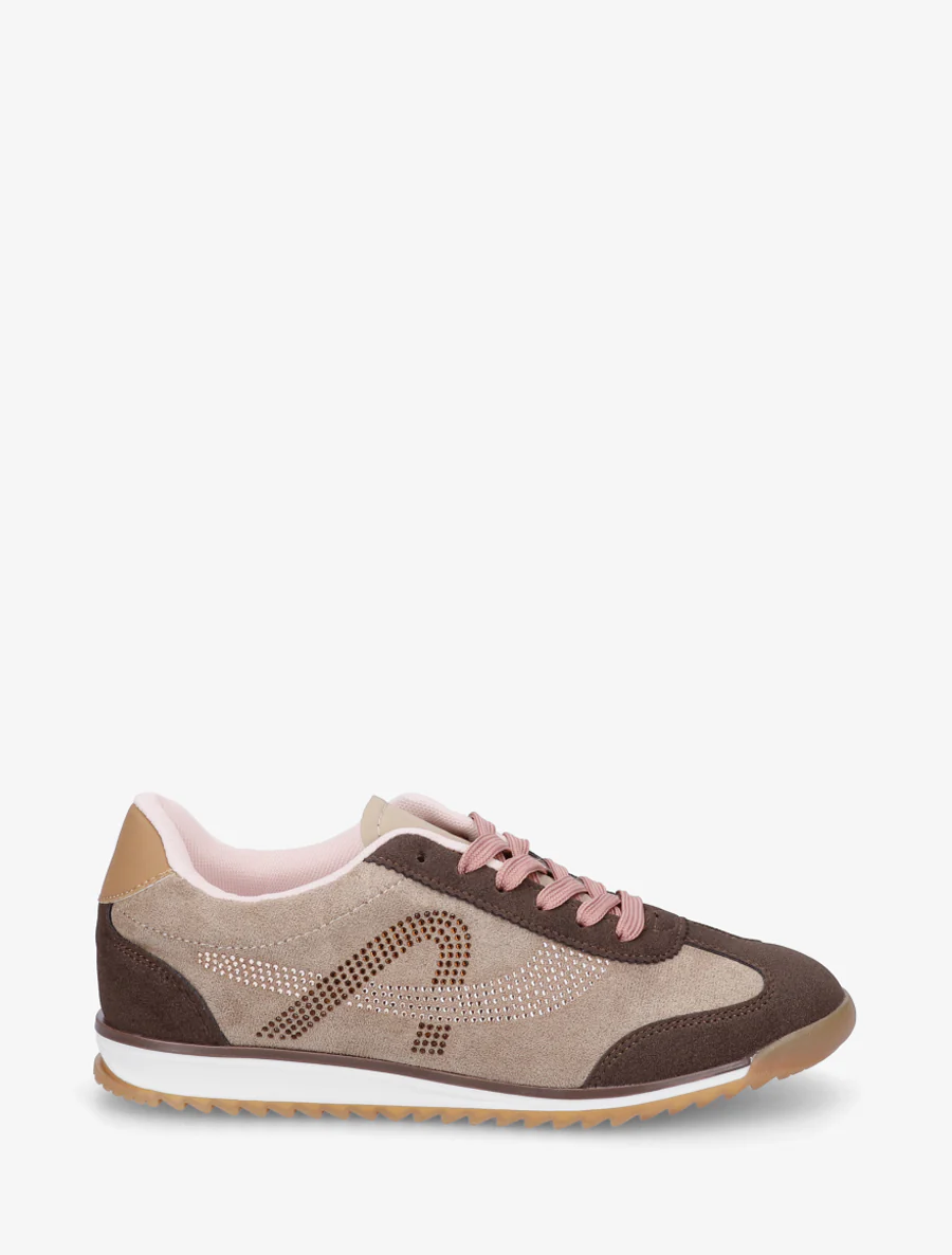 Sneakers à strass en suédine - Marron