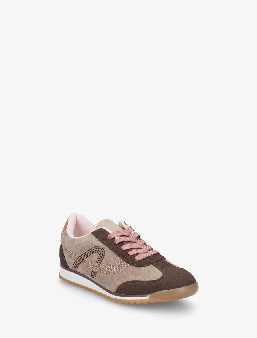 Sneakers à strass en suédine - Marron - Image 2