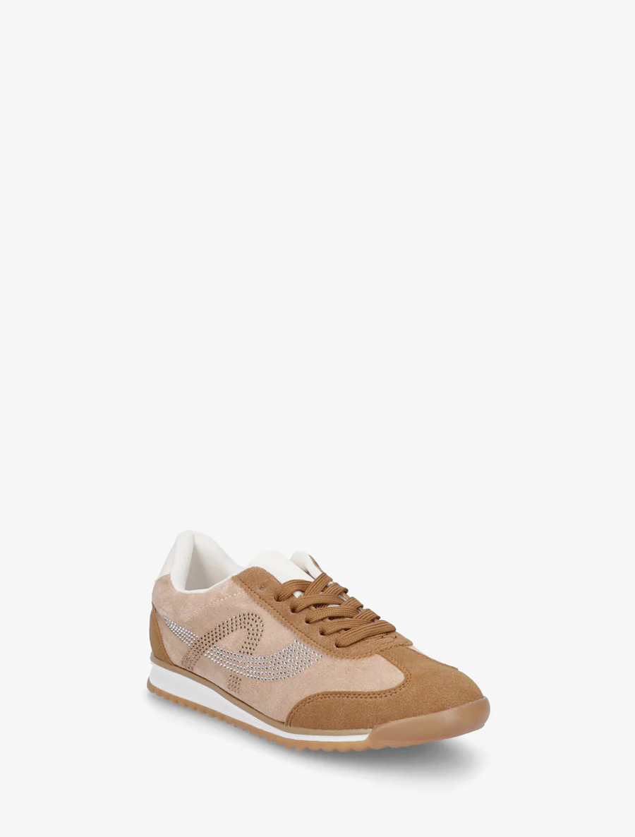 Sneakers à strass en suédine - Camel - Image 2