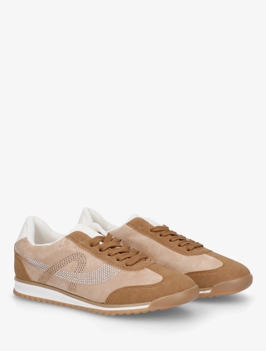 Sneakers à strass en suédine - Camel - Image 4