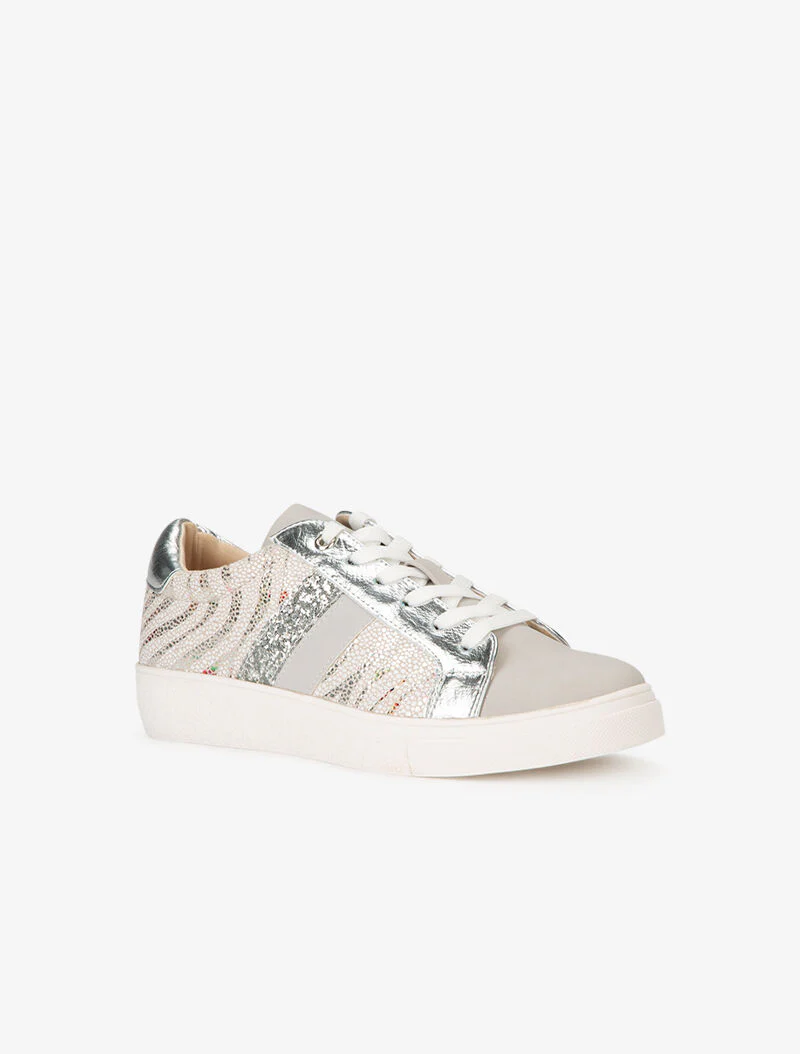 Sneakers à zébrures brillantes et gomme - argent - Image 2