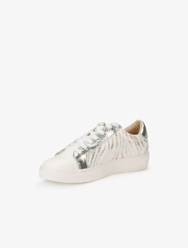 Sneakers à zébrures brillantes et gomme - blanc - Image 3