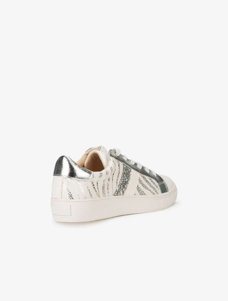 Sneakers à zébrures brillantes et gomme - blanc - Image 4