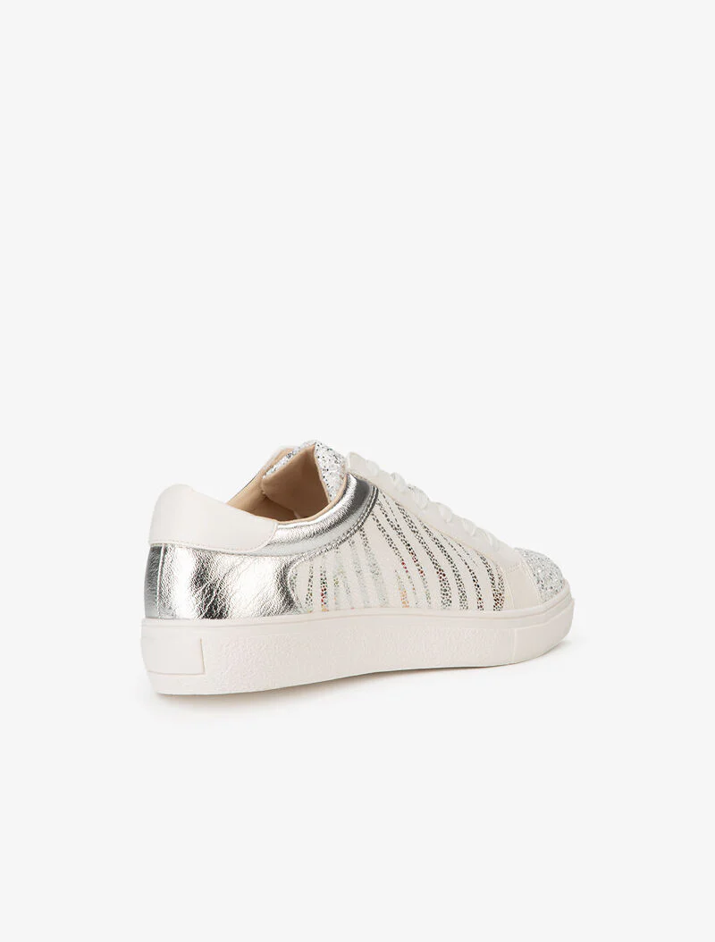 Sneakers à zébrures brillantes et paillettes - blanc - Image 4