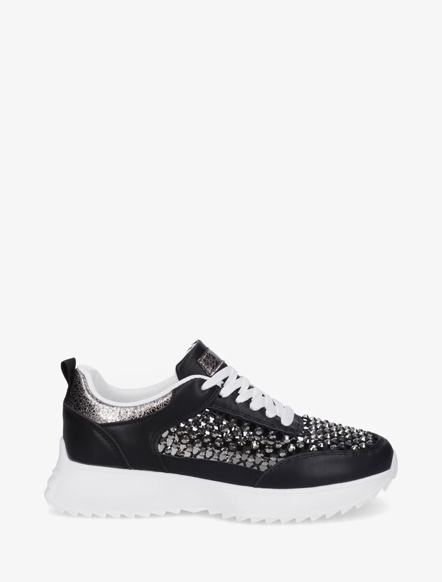 Sneakers ajourées à strass - Noir