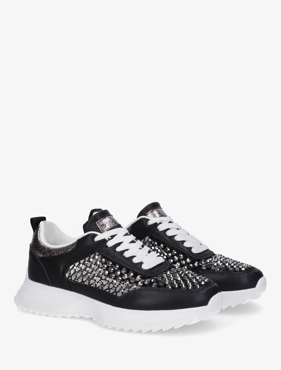 Sneakers ajourées à strass - Noir - Image 4