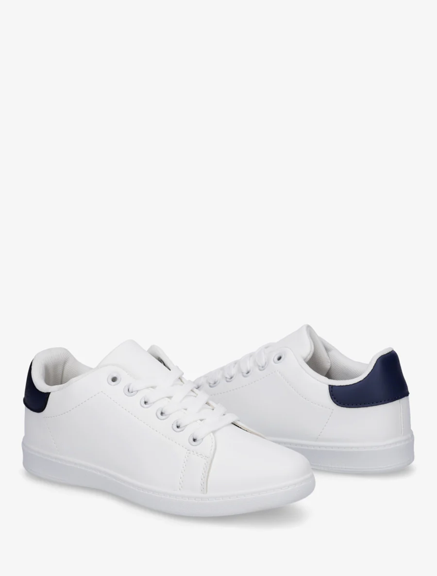 Sneakers basiques en simili - Marine - Image 4