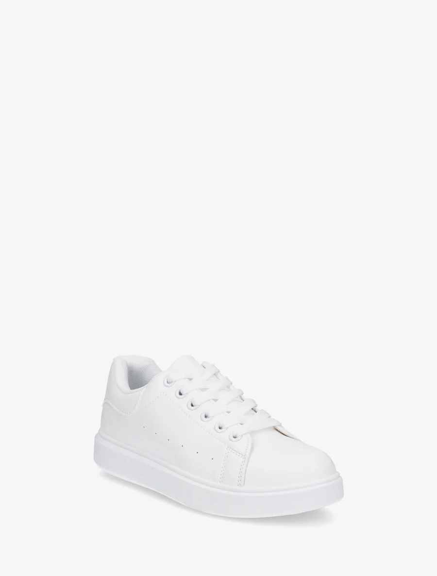 Sneakers basiques en simili - Blanc - Image 2