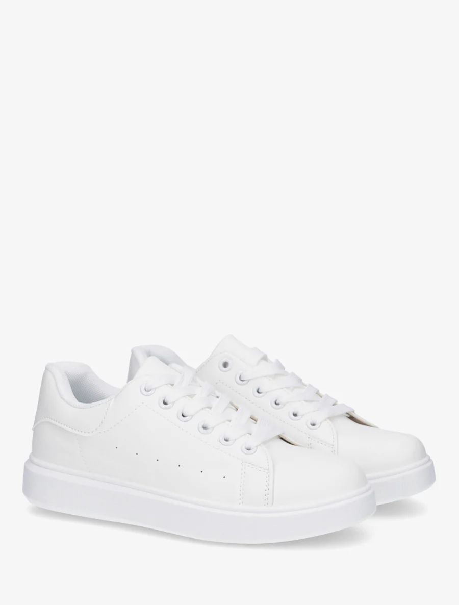 Sneakers basiques en simili - Blanc - Image 4