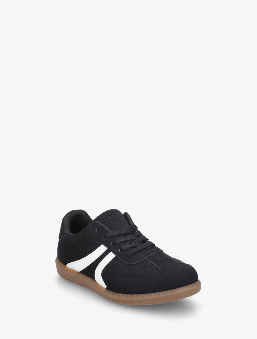 Sneakers bi-matière à semelle caoutchouc - Noir - Image 2