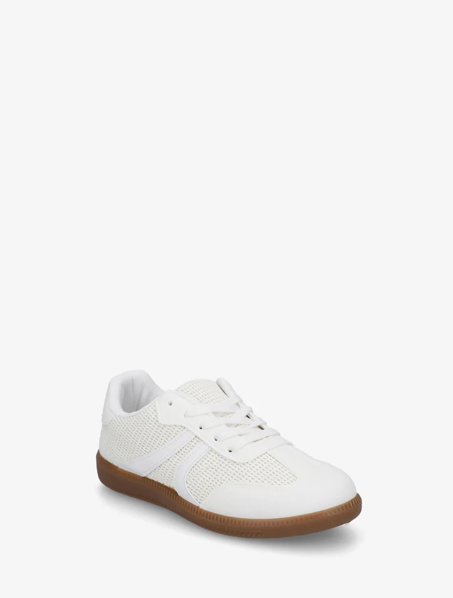 Sneakers bi-matière à semelle caoutchouc - Blanc - Image 2