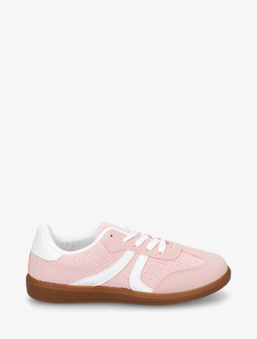 Sneakers bi-matière à semelle caoutchouc - Rose