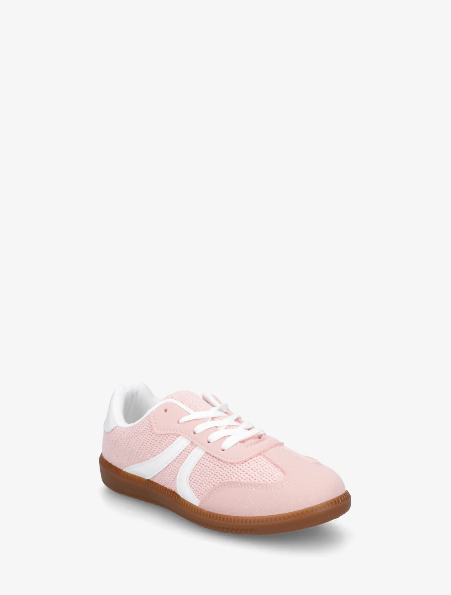 Sneakers bi-matière à semelle caoutchouc - Rose - Image 2