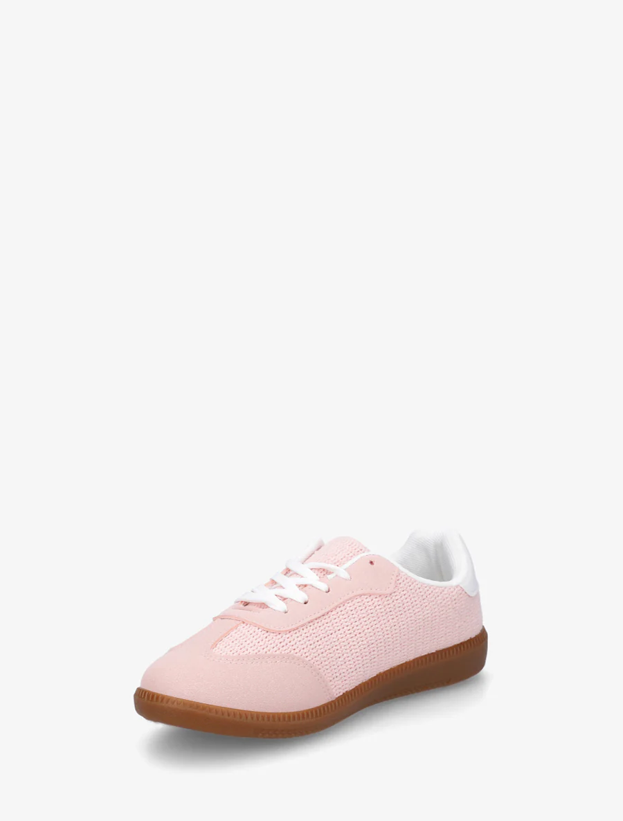 Sneakers bi-matière à semelle caoutchouc - Rose - Image 3