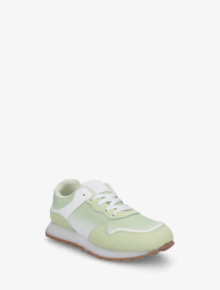 Sneakers bi-matière à semelle épaisse - Vert - Image 2