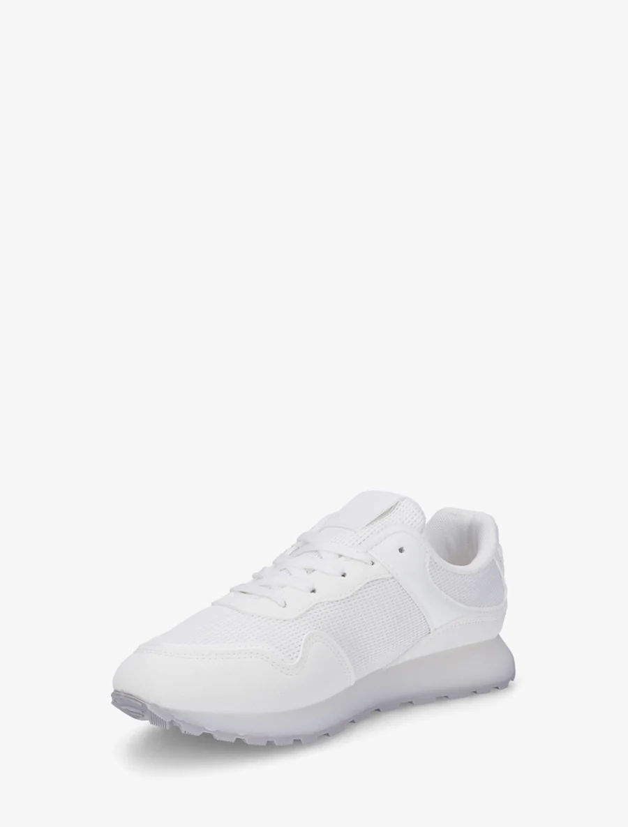 Sneakers bi-matière à semelle épaisse - Blanc - Image 3