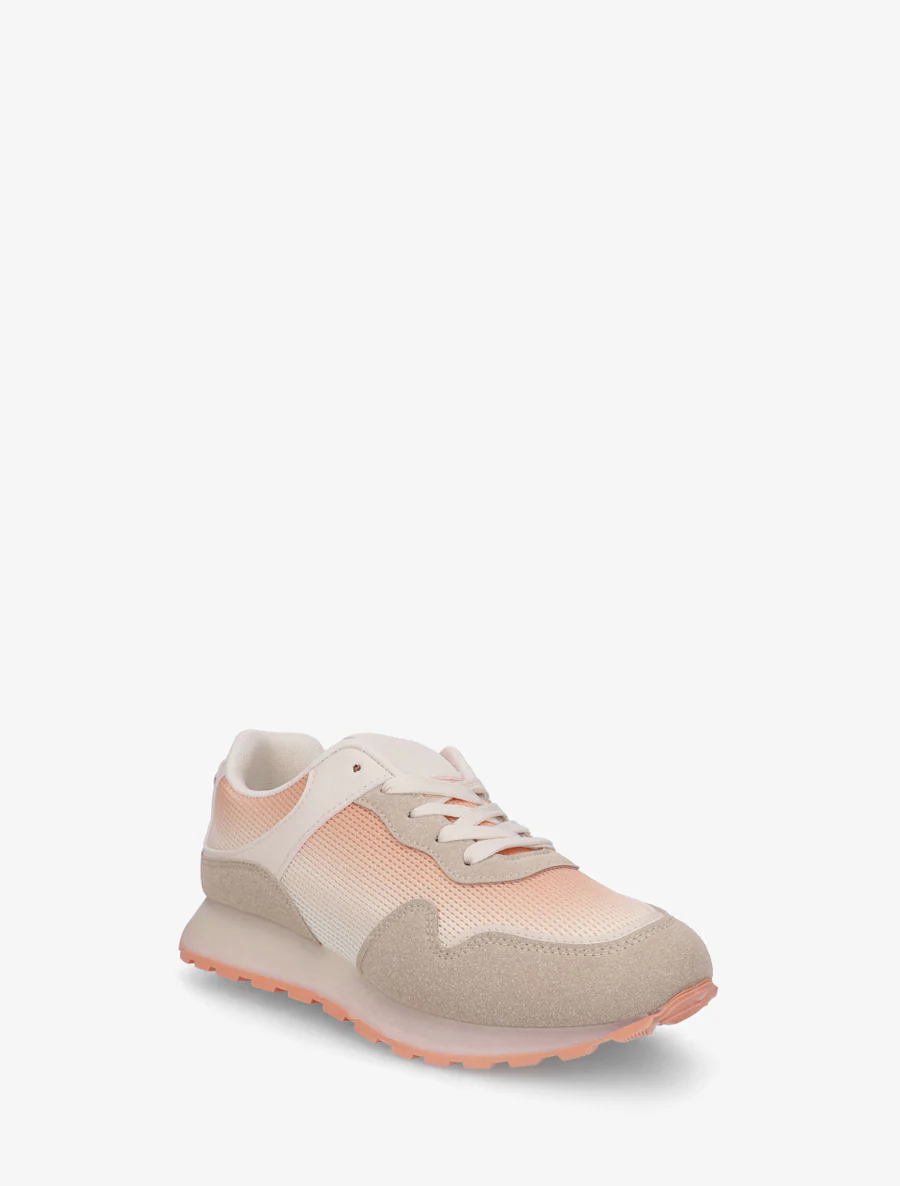 Sneakers bi-matière à semelle épaisse - Rose saumon - Image 2